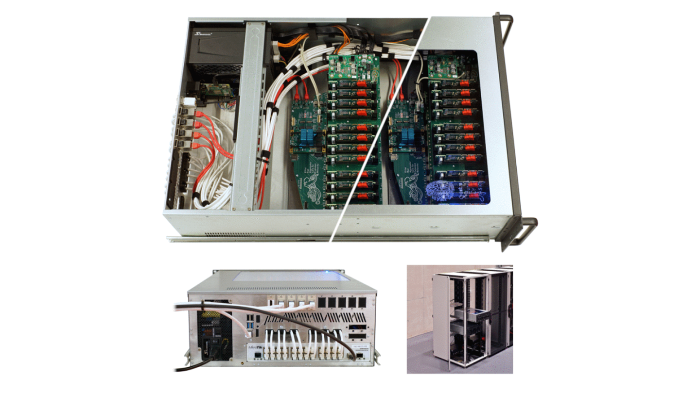 Image of the BrainScaleS-2 multi-chip system
