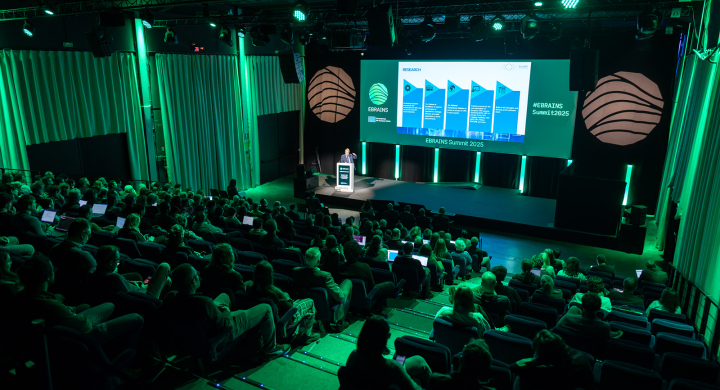 Photo of Anders Dam Jensen presenting at the EBRAINS Summit 2025