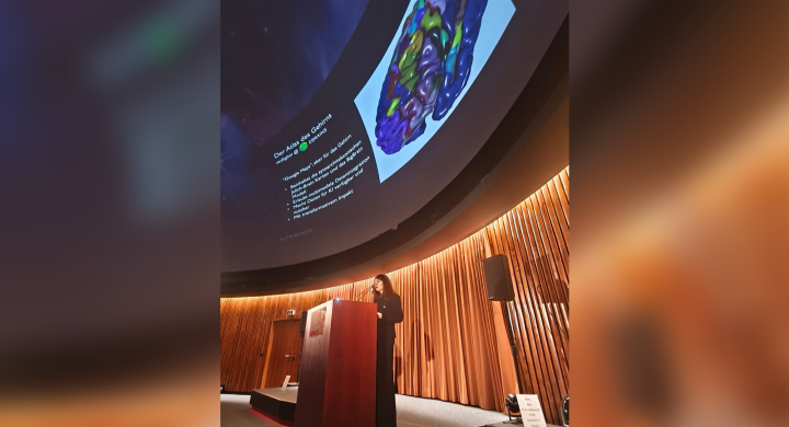 Photo of Katrin Amunts giving a lecture