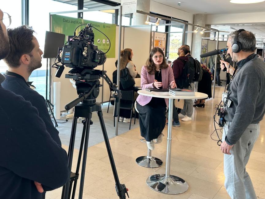 Camera team recording an EBRAINS researcher