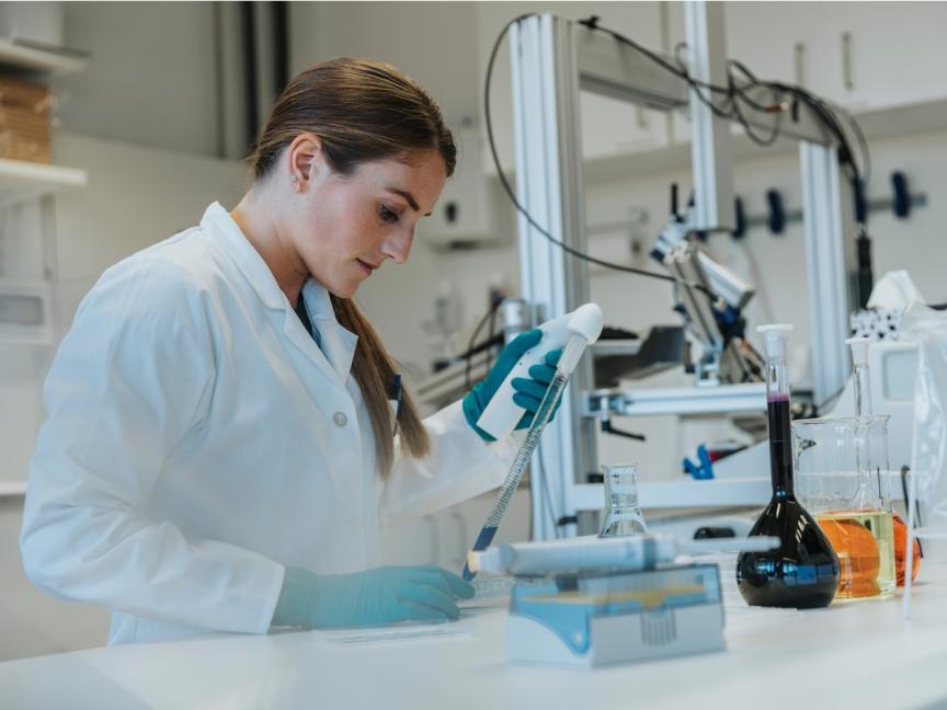 Female researcher working in a scientific laboratory