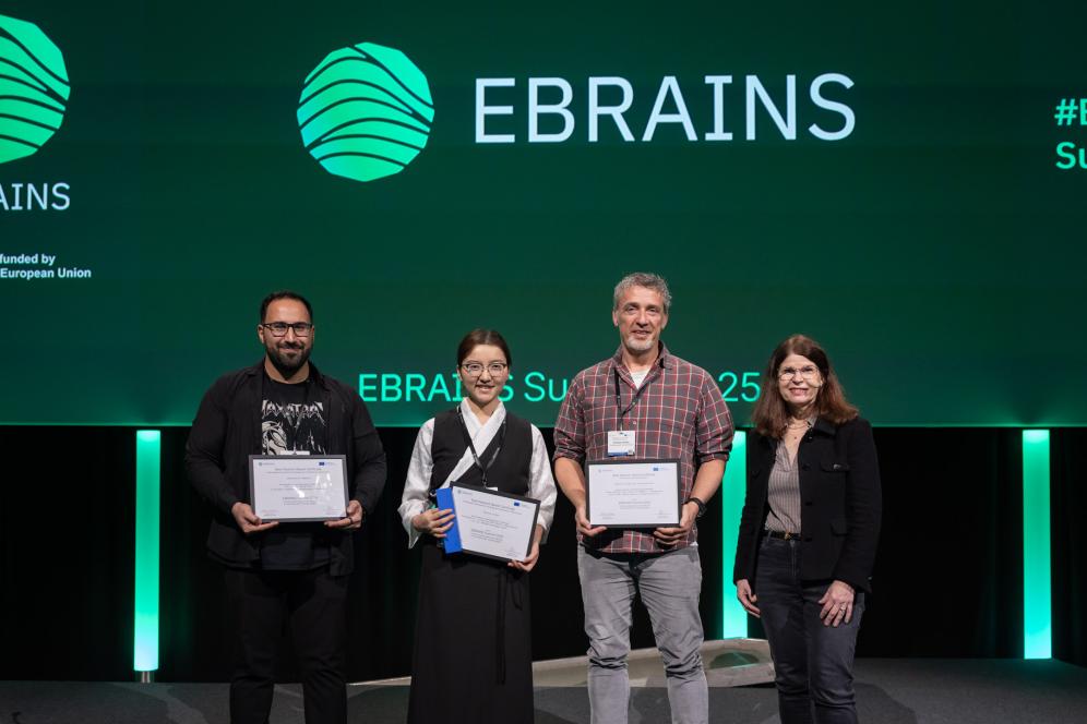 Photo of Best Abstract Award Winners with Katrin Amunts
