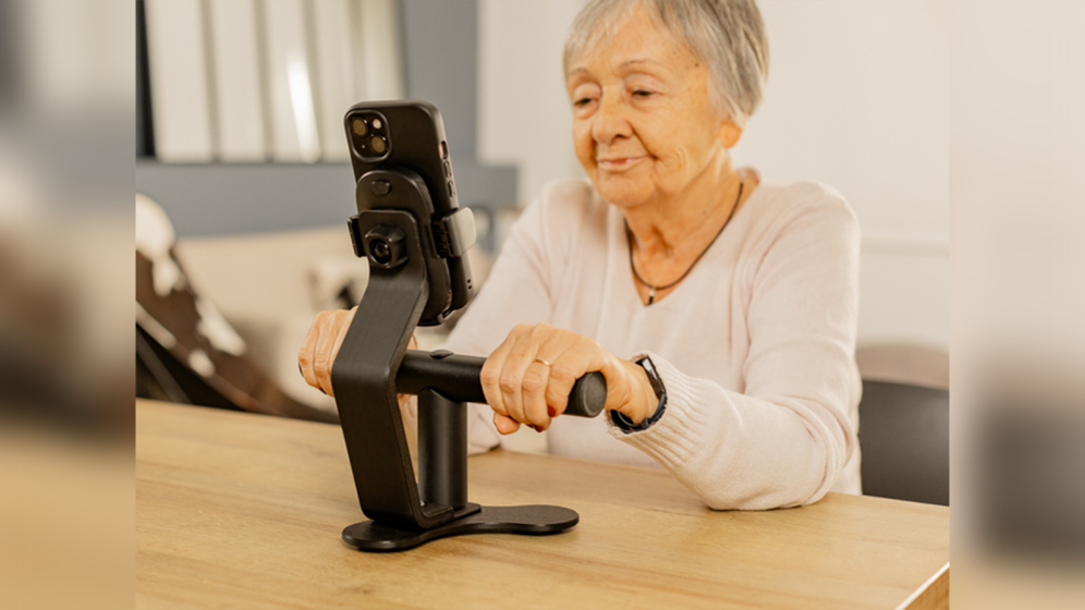 Image of woman using an at-home rehabilitation device